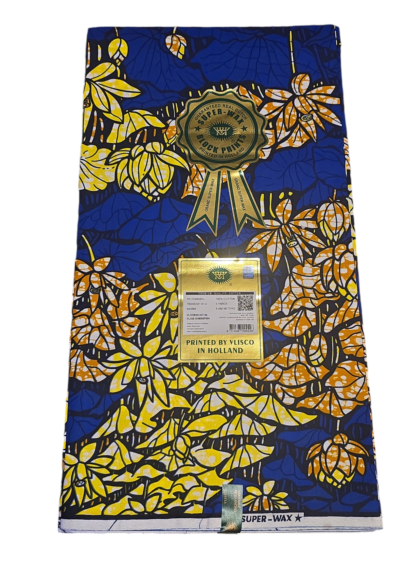 100% COTTON SUPER WAX BLOCK PRINTS /AFRICAN WAX PRINT 6YARDS ( BY VLISCO)