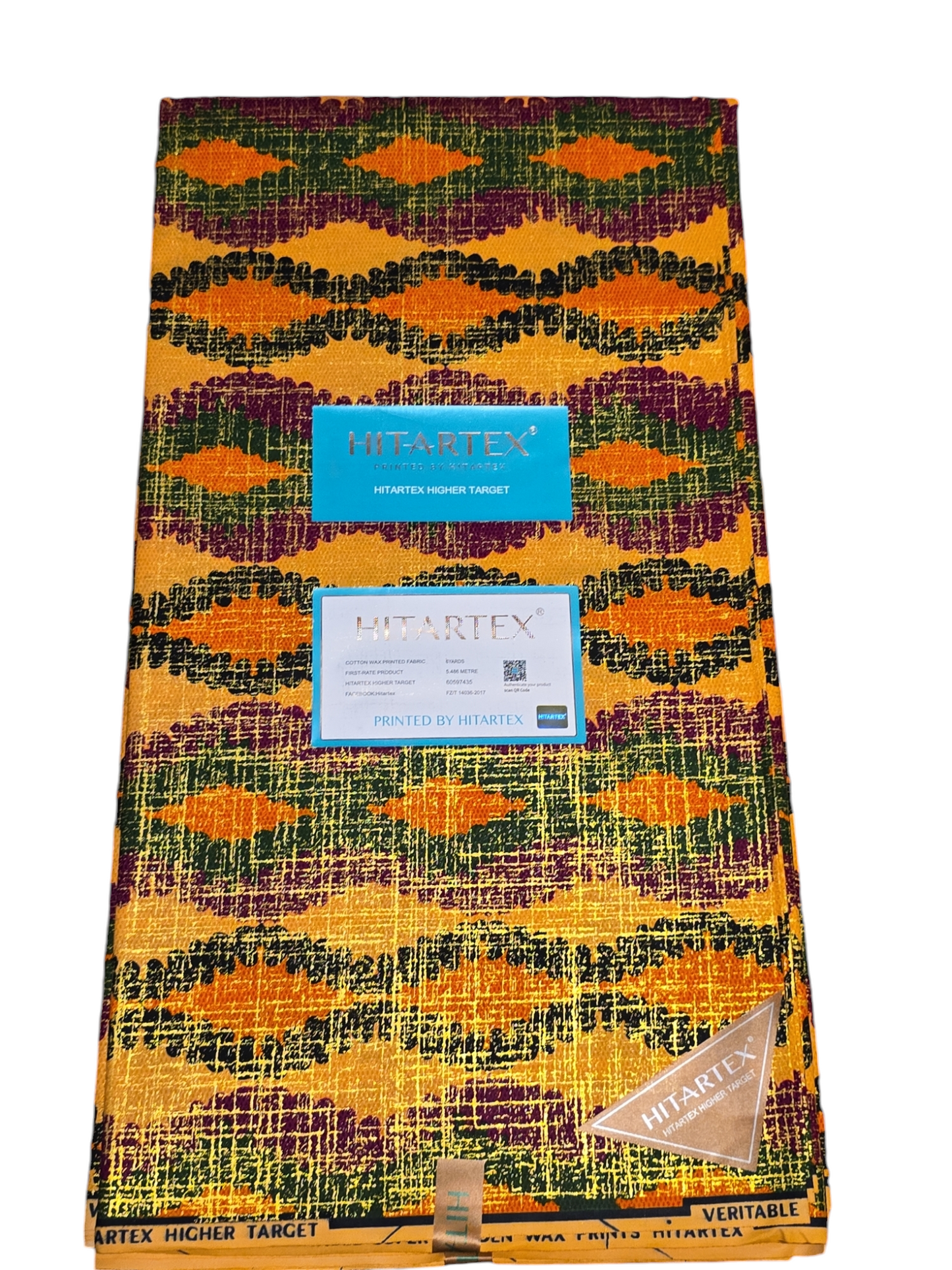 ANKARA AFRICAN FABRIC, KENTE GOLD REAL AFRICAN WAX 6YARDS ( BY HITARTEX )