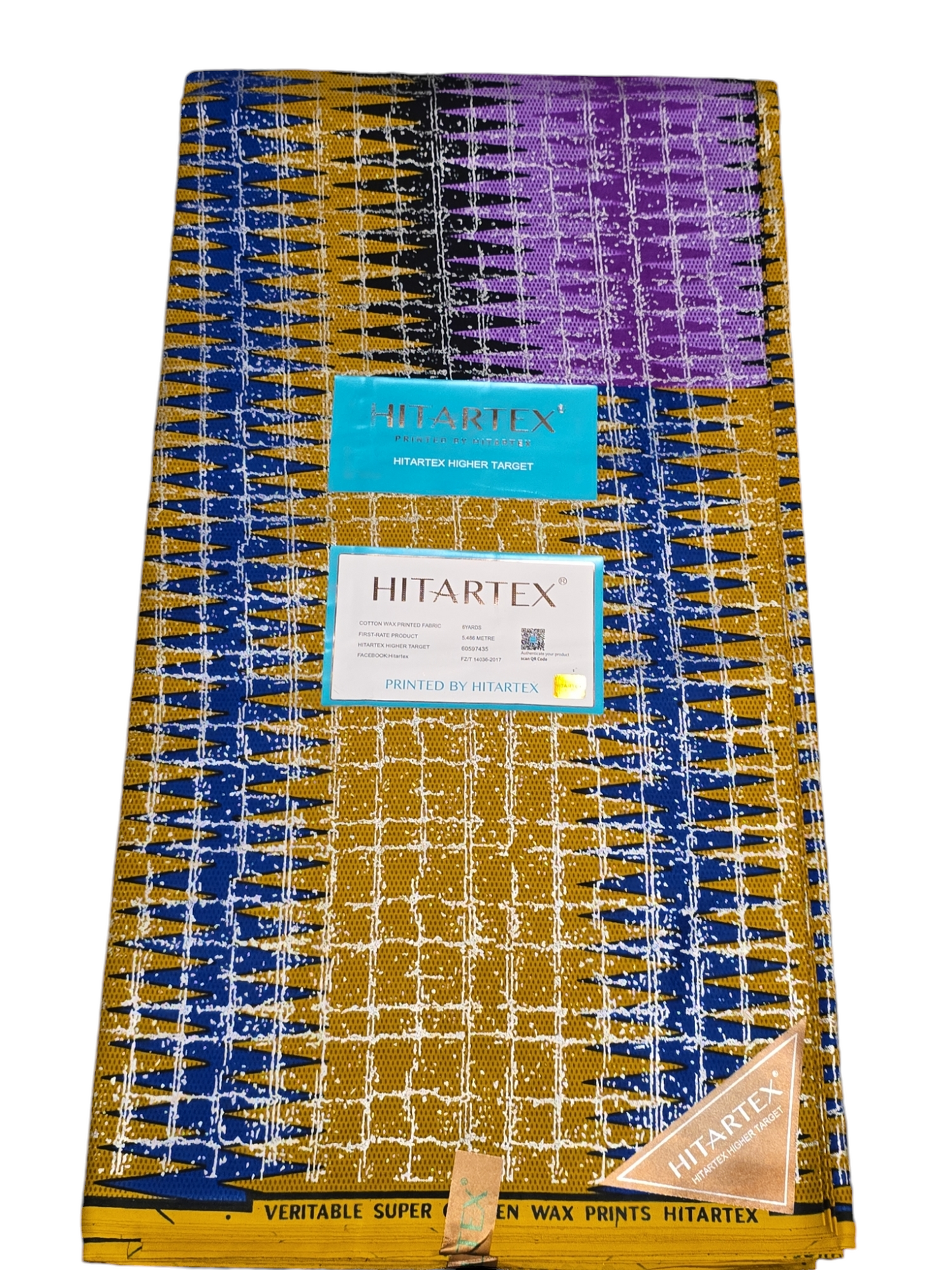 ANKARA AFRICAN FABRIC, KENTE GOLDEN REAL AFRICAN WAX 6YARDS ( BY HITARTEX )