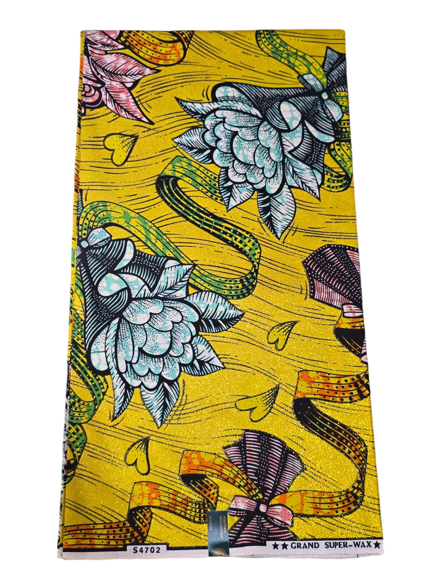 Grand Super WaxGold Shine Embellished (Cotton Satin) African Wax Print BY VLISCO