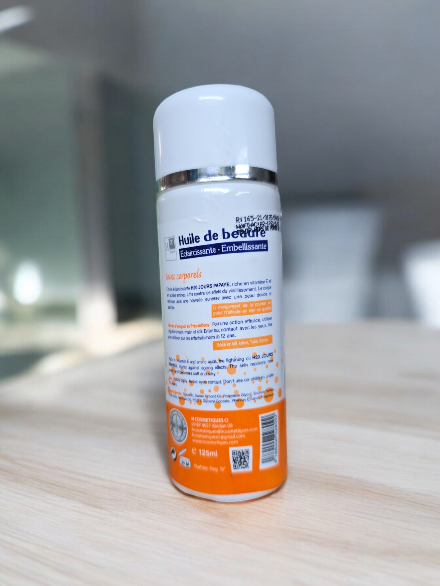 H20 Jours Natural Papaya Oil 125 ml