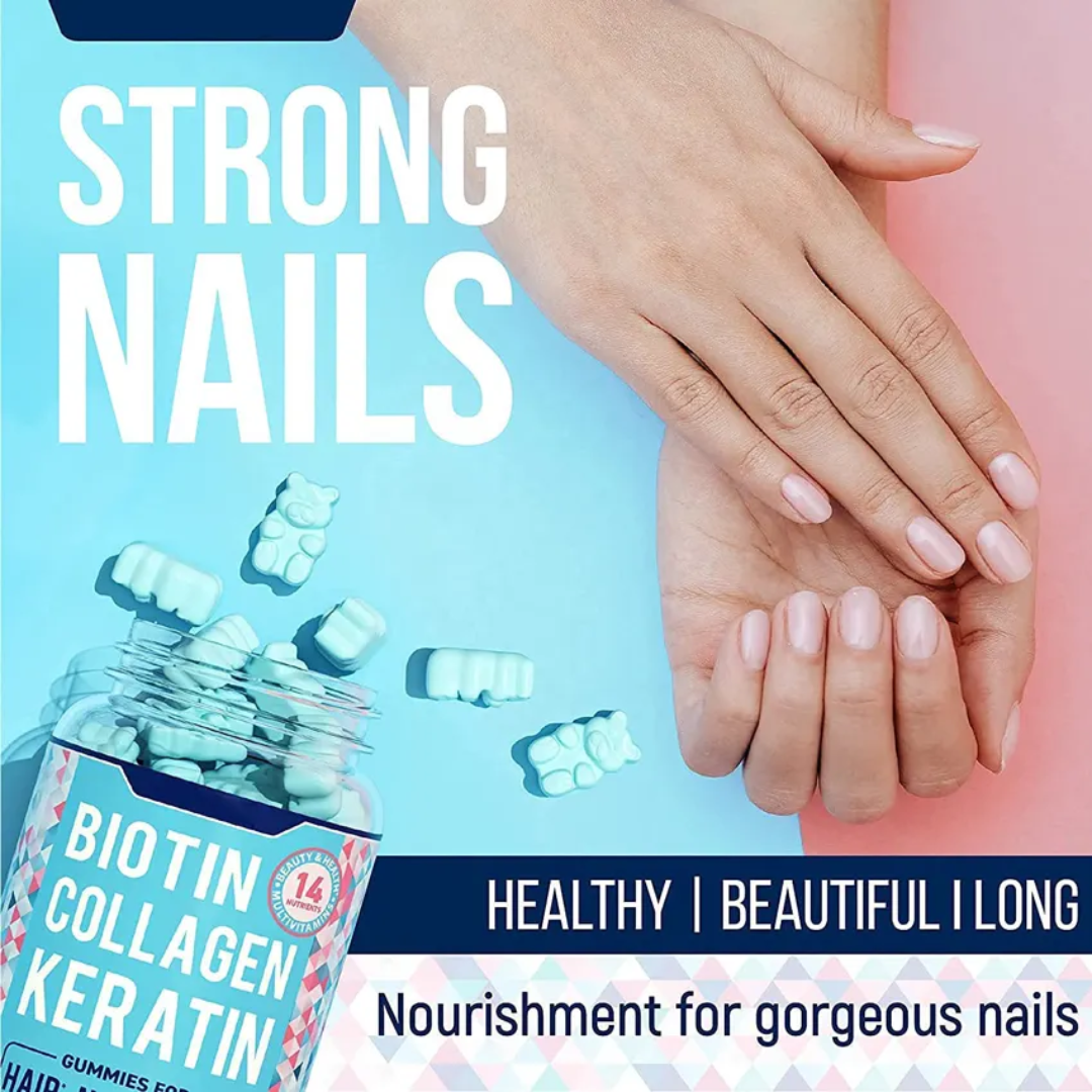 BIOTIN COLLAGEN KERATIN GUMMIES FOR ( Hair,Nails,Skin ) 60 count