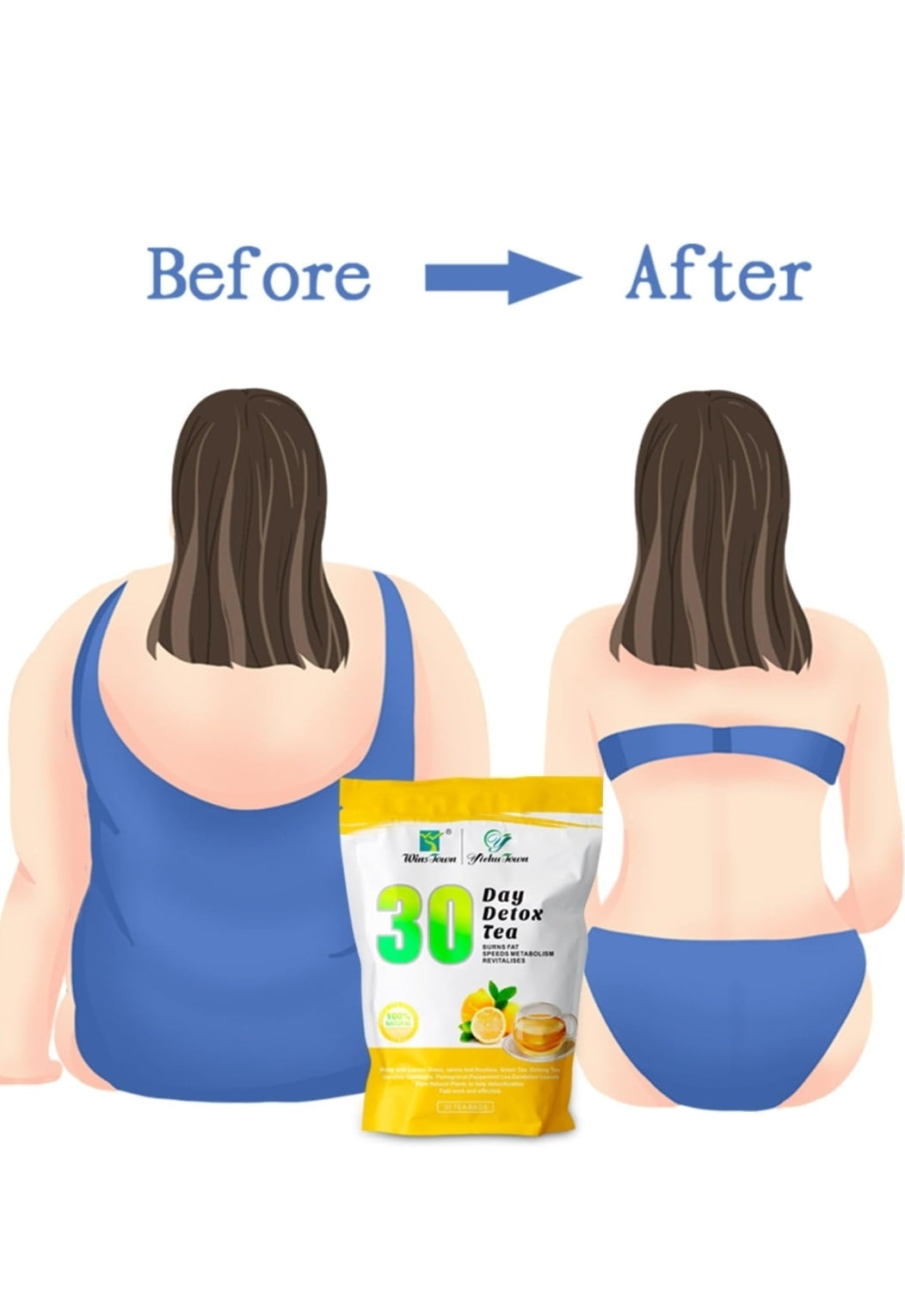 Wins Town 30 Day Detox Tea 90g ( Unisex Weight Loss Herbal Tea )