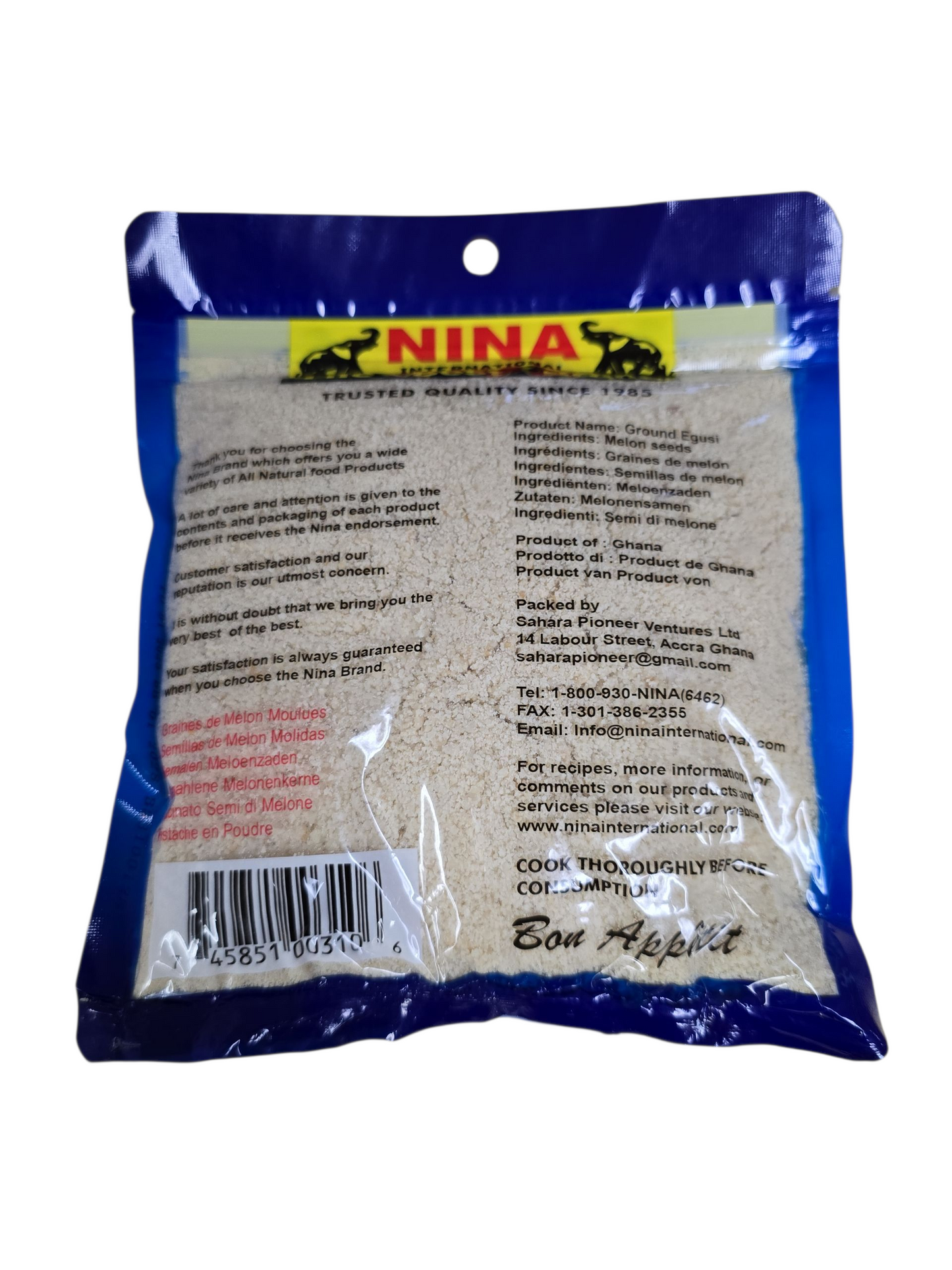 Nina International Ground Egusi ( Melon Seeds ) 8oz