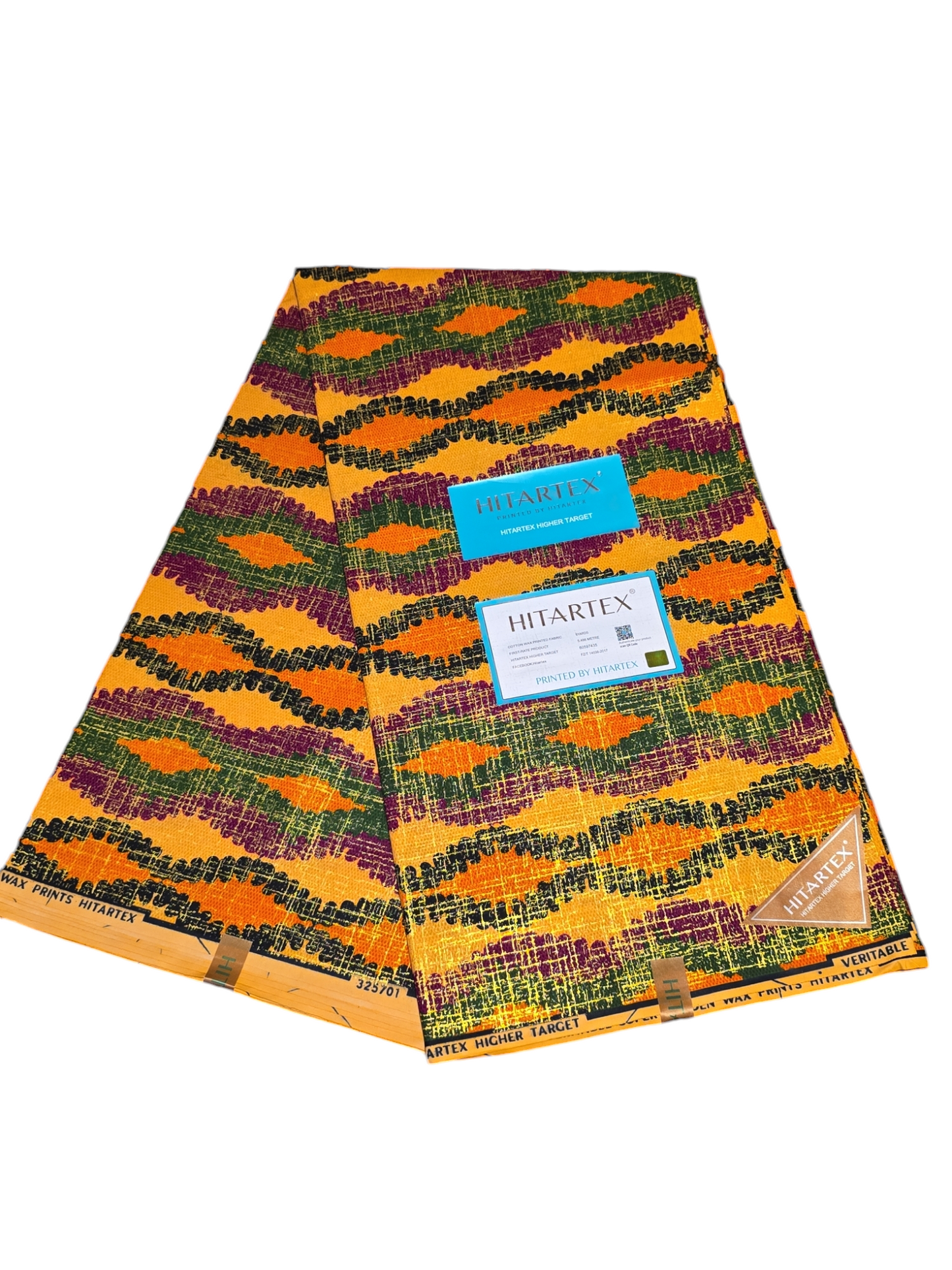 ANKARA AFRICAN FABRIC,  KENTE GOLD REAL AFRICAN WAX 6YARDS  ( BY HITARTEX )