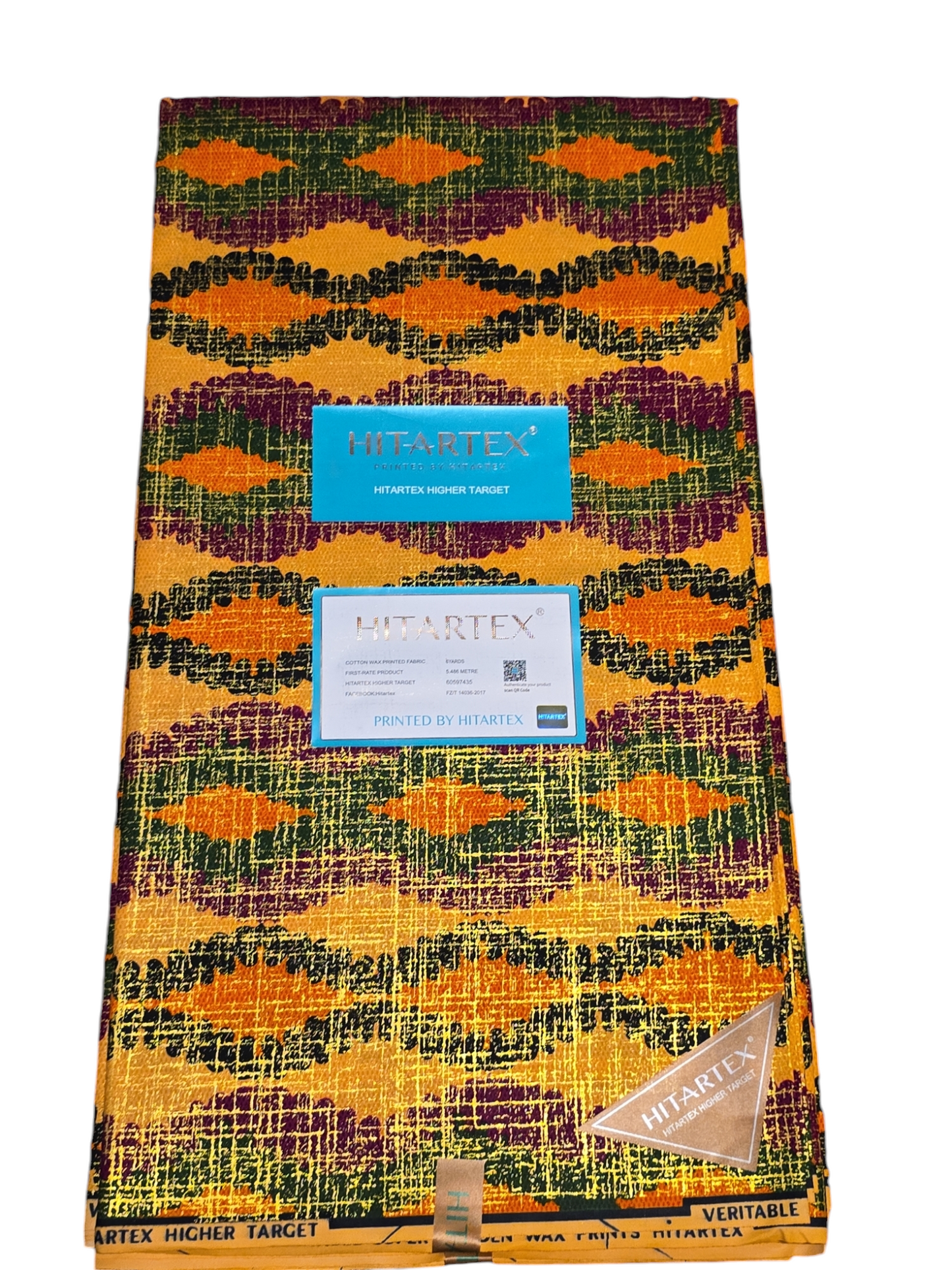 ANKARA AFRICAN FABRIC,  KENTE GOLD REAL AFRICAN WAX 6YARDS  ( BY HITARTEX )