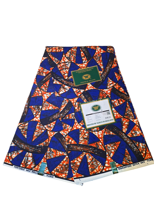 VLISCO GUARANTEED WAX BLOCK PRINTS /AFRICAN WAX PRINT 6YARDS ( 100% COTTON)