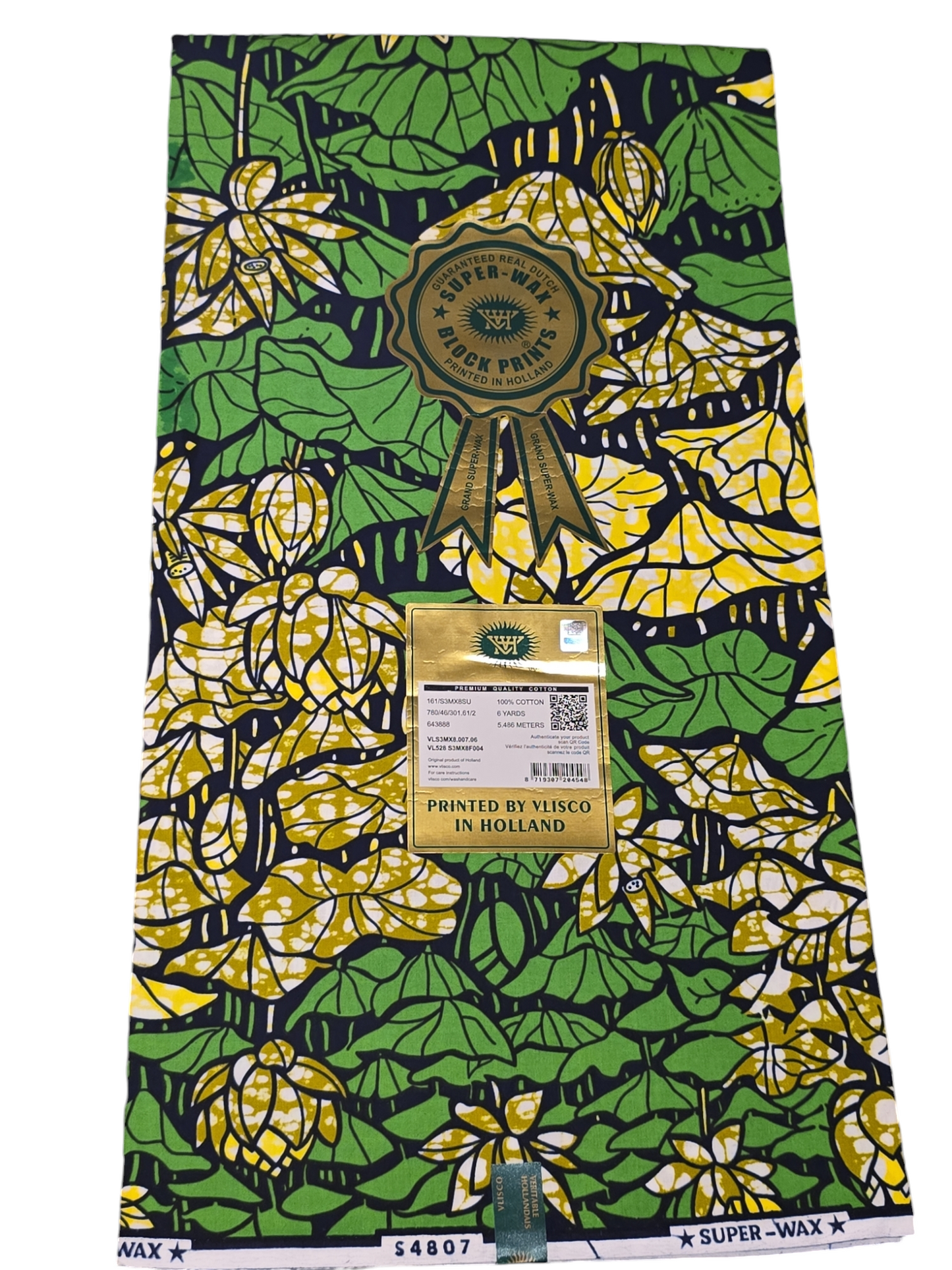 VLISCO SUPER WAX BLOCK PRINTS /AFRICAN WAX PRINT 6YARDS ( 100% COTTON)