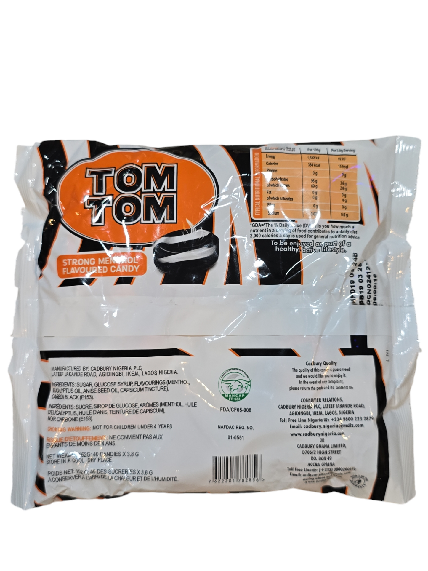 TOM TOM STRONG MENTHOL CANDY ( 40 UNITS ) 152G