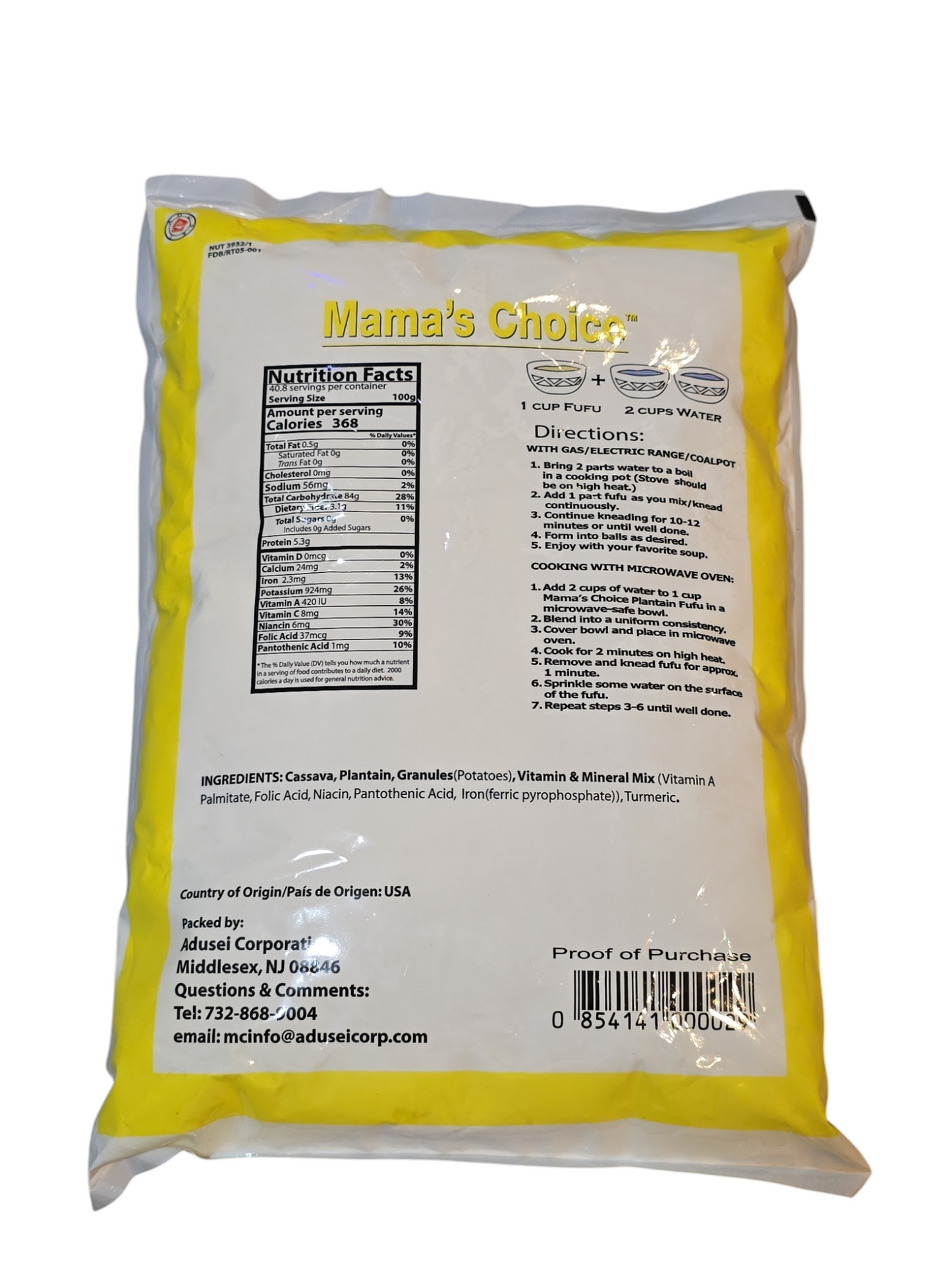 Mama's Choice Plantain Fufu Mix 144 oz ( 4.08 kg )