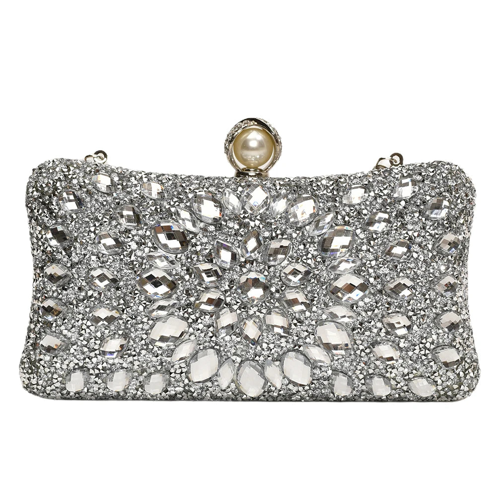 Luxury Rhinestone Sparkly Evening Handbag Shinny Crystal Women's Banquet Clutch Purse High-end Diamond Party Chain Crossbody Bag