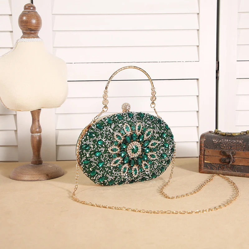 Cross-border explosive sunflower dinner bag Fashion banquet clutch bag Dress evening bag Diamond set bag European and American Purse