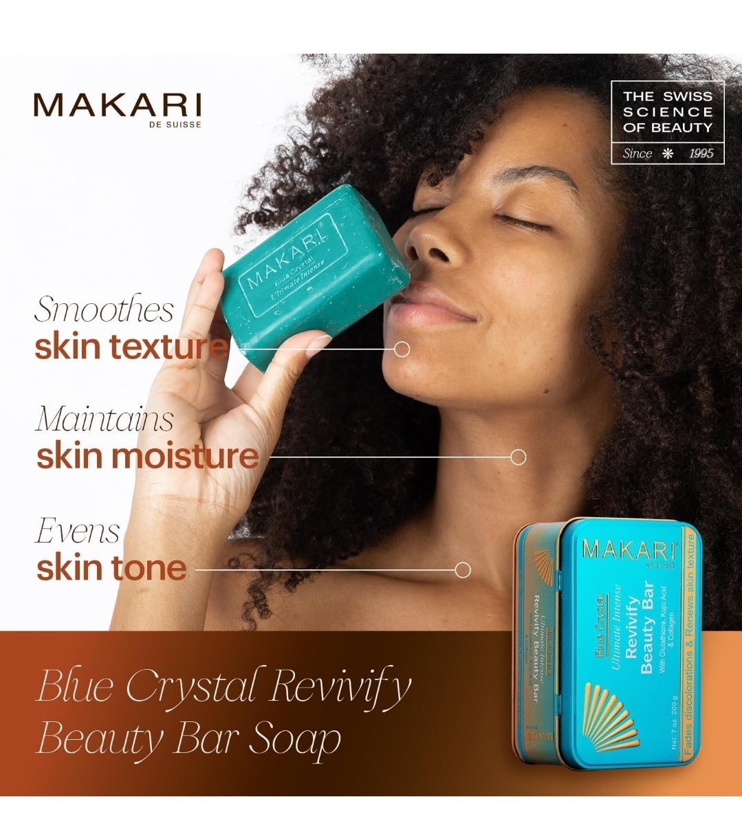 Makari Blue Crystal Revivify Multi Function Beauty Bar Soap 7 oz