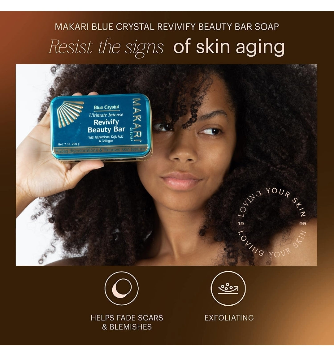 Makari Blue Crystal Revivify Multi Function Beauty Bar Soap 7 oz