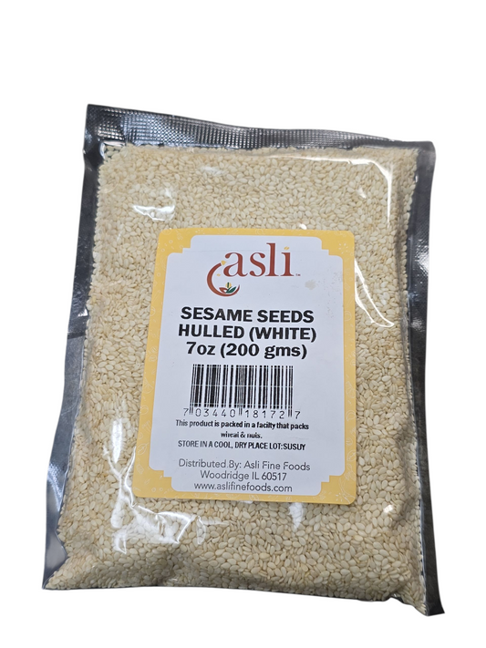 Asli Hulled White Sesame Seeds, 7oz (200 gms)